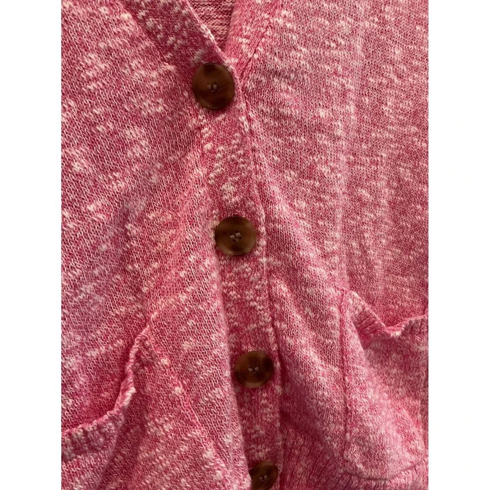 J.Crew Womens V-Neck Cotton Cardigan Sweater M Pink Beach Preppy Layers Fall